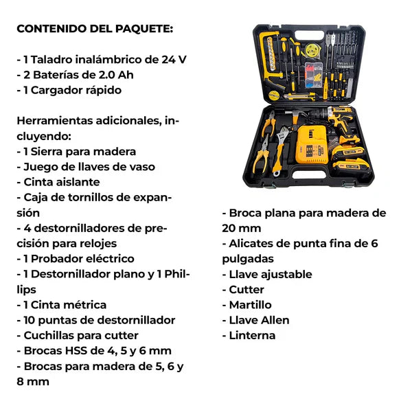 Taladro Inalámbrico DeWalt 48V + 2 Potentes Baterías + 26 Accesorios De Regalo